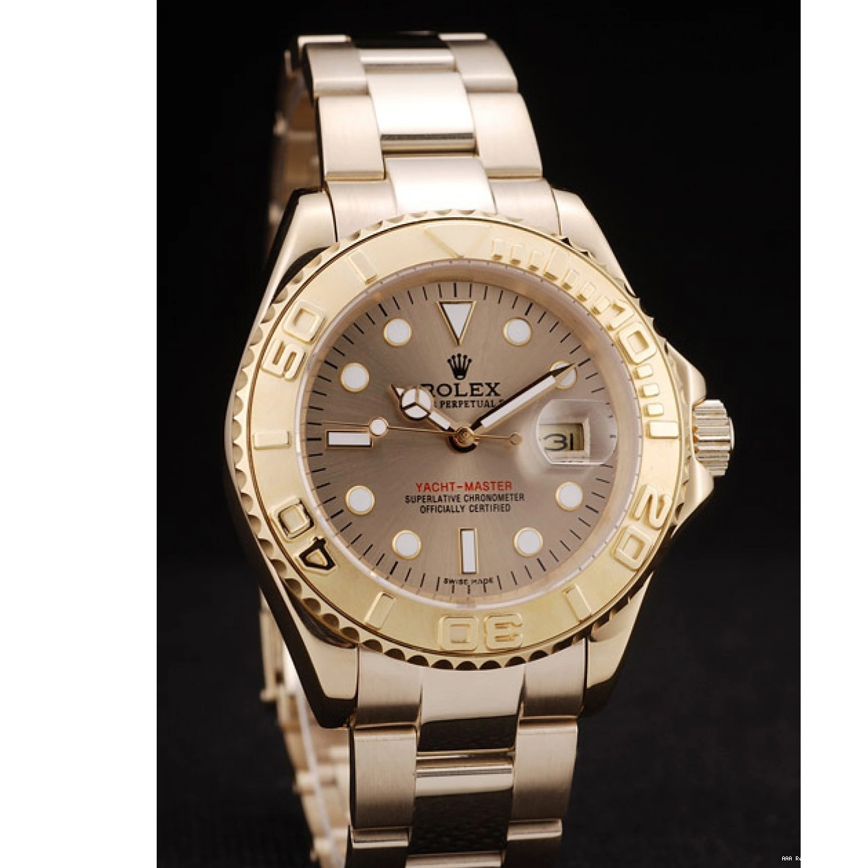 Aaa replica watch Yacht Dial Gold Rolex Gold Master 98232 Bezel 0801